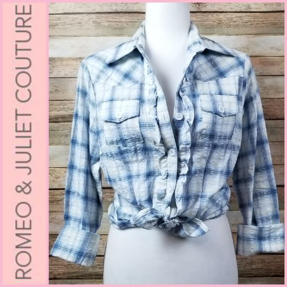 Romeo & Juliet Couture Tops - Romeo & Juliet Couture Plaid Button up Shirt